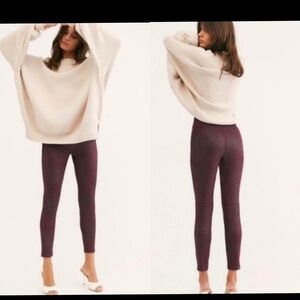 NEW $78 Free People Vegan Suede Legging in Wine Size M